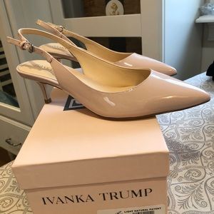 Light Natural Patent Leather IVANKA TRUMP low-heeled sling backs NEVER WORN